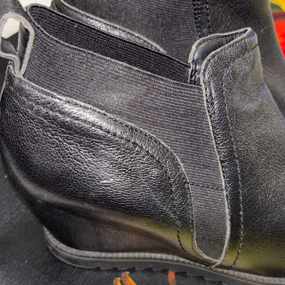 Naturalizer Black Leather Wedge Ankle Booties - Picture 5 of 5
